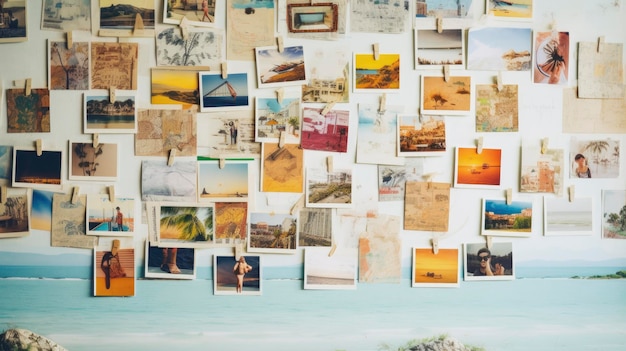 van Bulletin board gevuld met polaroid tra digitale nomade