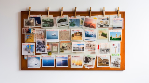 van Bulletin board gevuld met polaroid tra telewerktechnologie