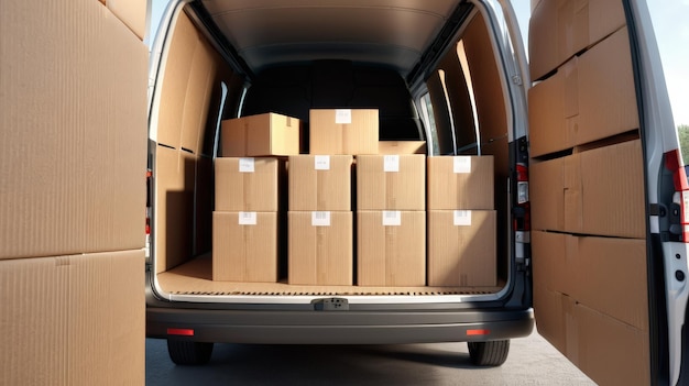 Foto un furgone pieno di scatole