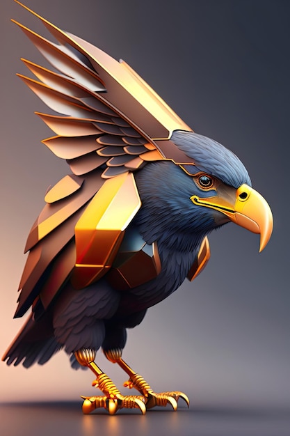 van futuristische mechanische vogel Abstract adelaar Steampunk stijl dier 3d illustratie