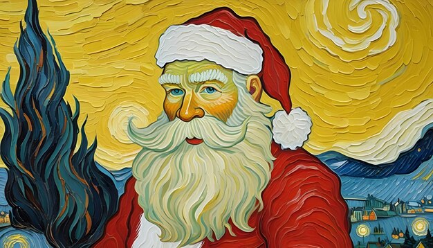 Van Gogh inspireerde de kerstman olieverf schilderij