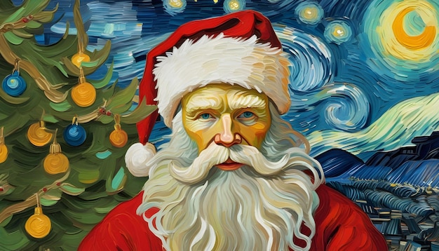 사진 반 고흐의 스타리 나이트는 산타클로스 그림에 영감을 주었습니다.