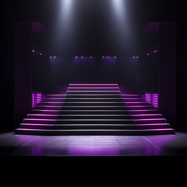 Foto van neon podium licht leeg podium podium voor product display mockup