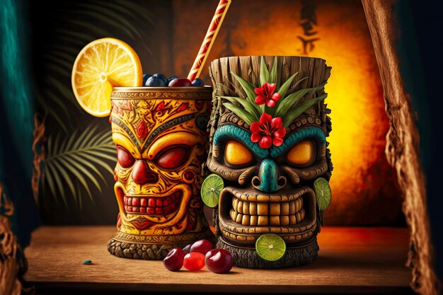 Van veelkleurig houten tiki-masker tot tropische cocktails in Tahiti