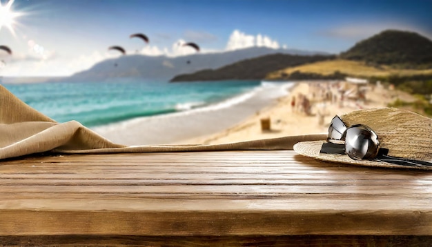 Foto van vrije ruimte en zomer strand landschap bureau