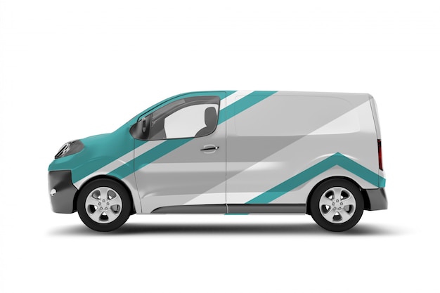 van on white - 3d rendering