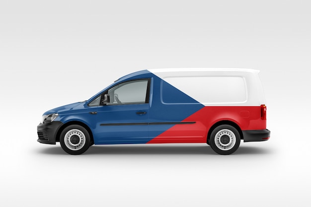 Van with Czech Republic Flag