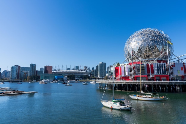 Vancouver marina False Creek modern buildings skyline Vancouver BC Canada