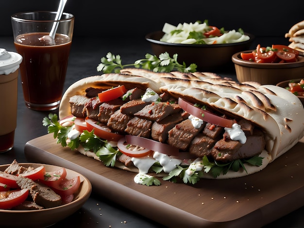 Vang de essentie van Doner Kebab in een smakelijke foodfotografie.