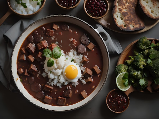 Vang de essentie van Feijoada in een smakelijke foodfotografie