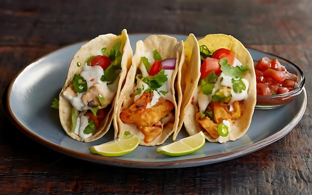 Vang de essentie van Fish Tacos in een smakelijke foodfotografie