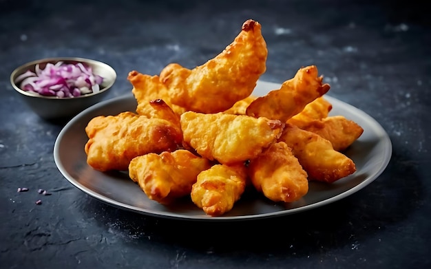 Foto vang de essentie van pakora in een overweldigende foodfotografie.