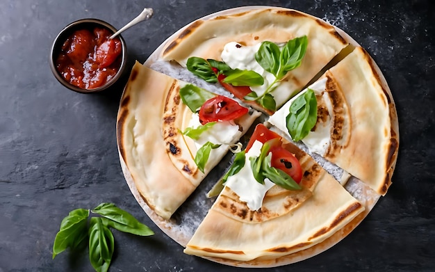 Vang de essentie van Piadina in een overweldigende foodfotografie.