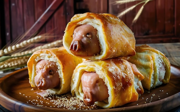 Vang de essentie van Pigs in a Blanket in een smakelijke foodfotografie.
