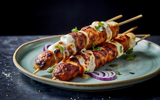 Vang de essentie van Souvlaki in een heerlijke foodfotografie.