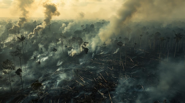 Vang de harde realiteit van onze planeet in nood waar vervuiling ontbossing en de klimaatcrisis convergeren dringend onmiddellijke actie voor het overleven hoge resolutie DSLR