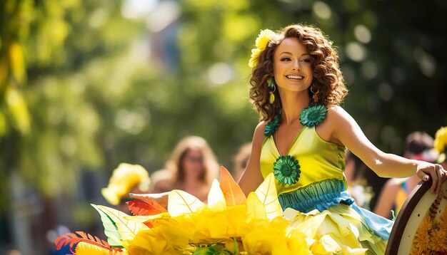 Foto vang de opwinding van een parade op de dag van australië met de nadruk op floats die de duiker van het land tentoonspreiden