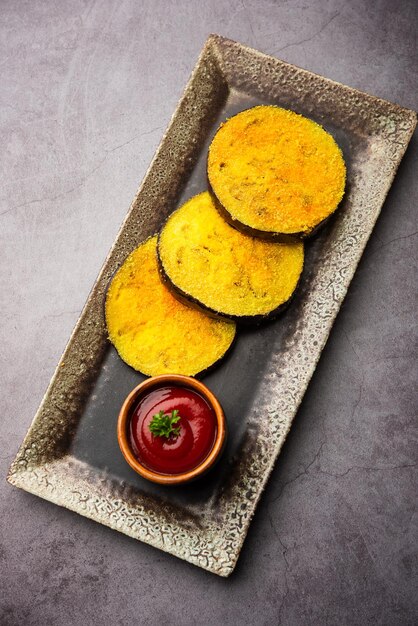 Vangyache Kaap or Pan Fried Crispy Eggplant, indian side dish recipe