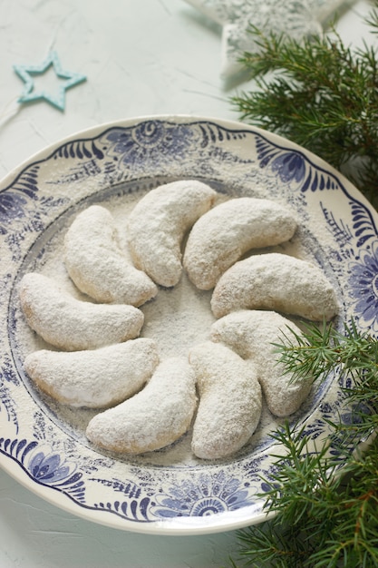 Vanilkipferl - vanilla crescents, traditional homemade cookies