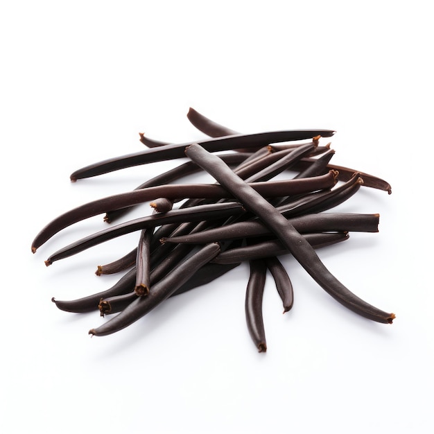 vanilla beans on white background