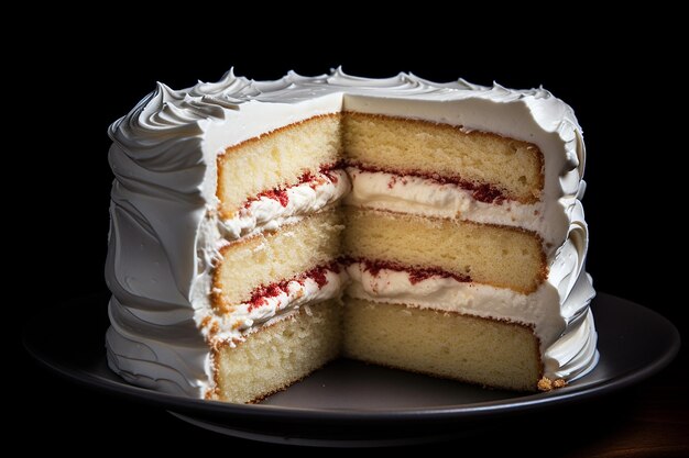 Photo vanilla cake with slice remove food photography wallpaper