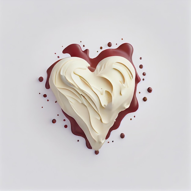 Vanilla and chocolate ice cream in shape of heart, Generative AI