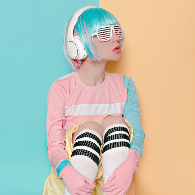 Vanilla DJ Lady Minimal pop art style Fashion colors Sweet party