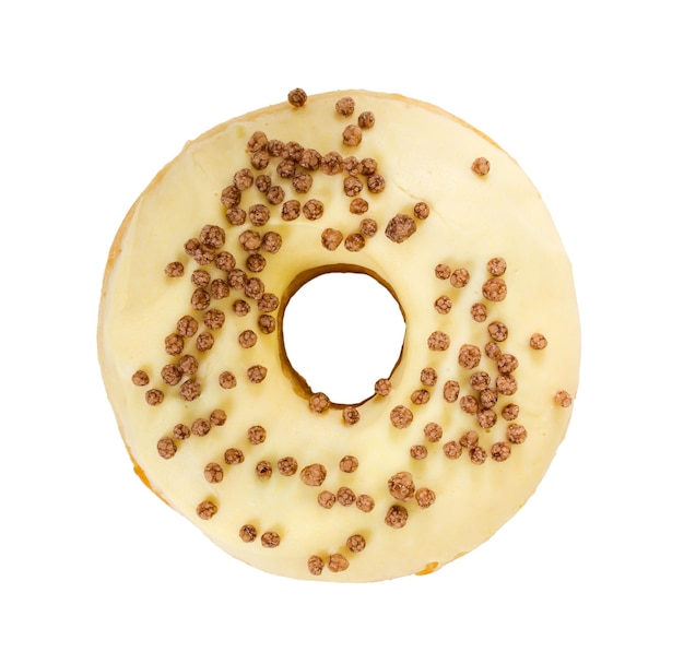 Photo vanilla donut with air rice top view