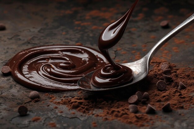 Photo vanilla extract being poured into a spoon creating an elegant swirl