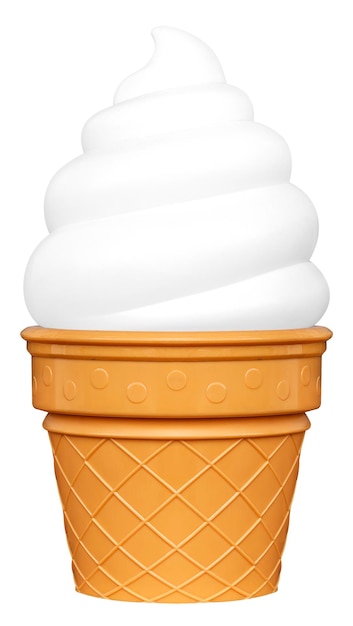 Photo vanilla flavor ice cream cone isolated on white background with clipping path