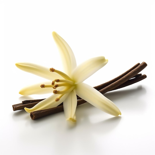 vanilla flower on white background