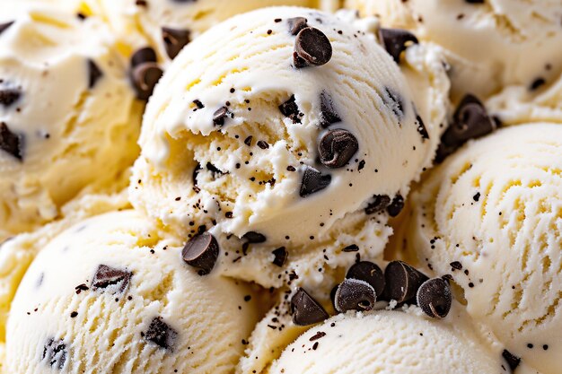 Vanilla ice cream with chocolate chips close upx9