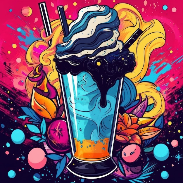 Vanilla milkshake in an art style