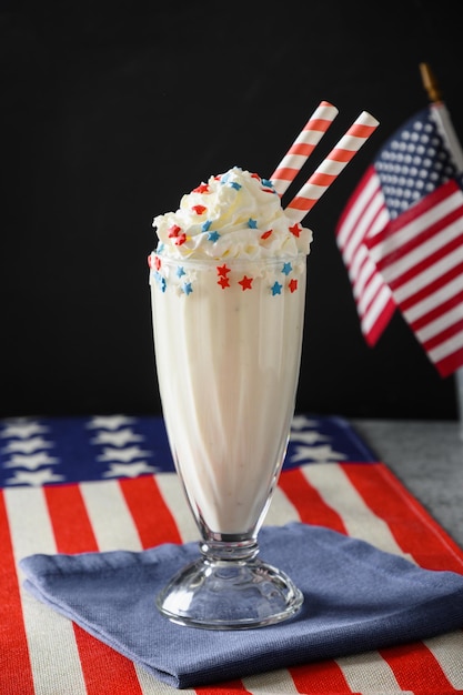 Vanilla milkshake for Patriotic Independence Day in USA