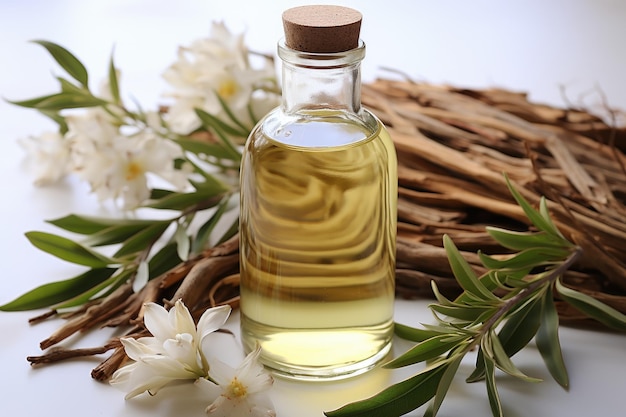 vanilla oil extract with isolated table professional photography