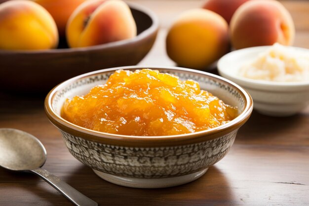 Vanilla peach jam in a bowl