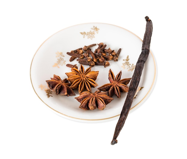 Vanilla pod with anise stars and cloves