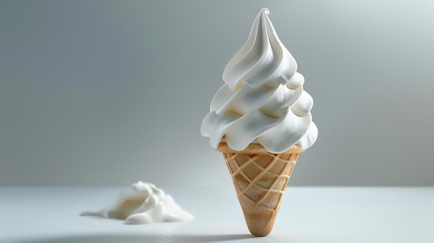 Vanilla soft serve ice cream cone Its a simple and delicious treat that can be enjoyed by people of all ages