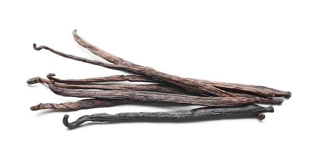 Vanilla sticks on white background