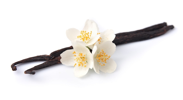 Vanilla sticks with flowerss.