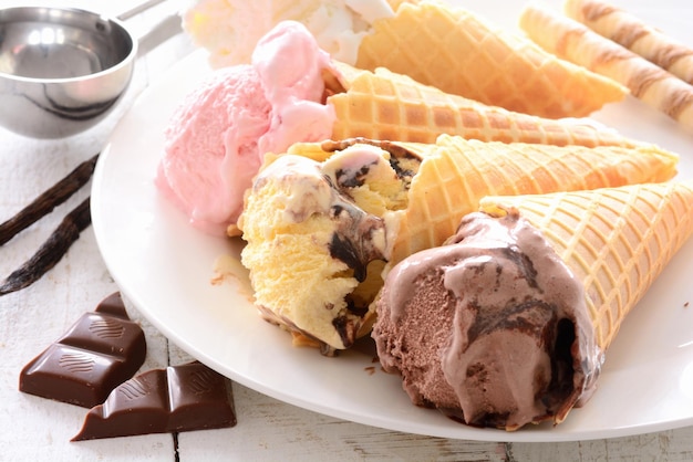 Vanilla strawberry banana chocolate Ice Cream