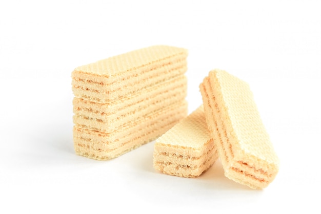 Vanilla wafer biscuit isolated on white