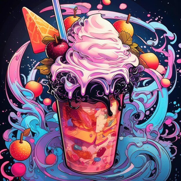 Foto vanille milkshake in een kunststijl