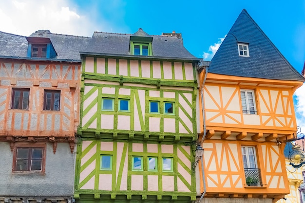 Photo vannes beautiful city in brittany old halftimbered houses