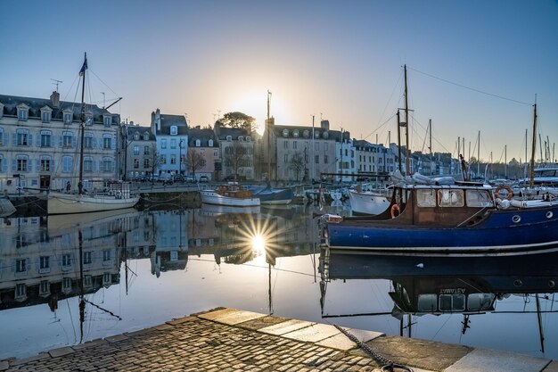 Vannes in Brittany the harbor at sunrise