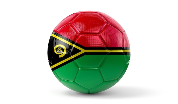 Vanuatu national flag on soccer ball 3D illustration