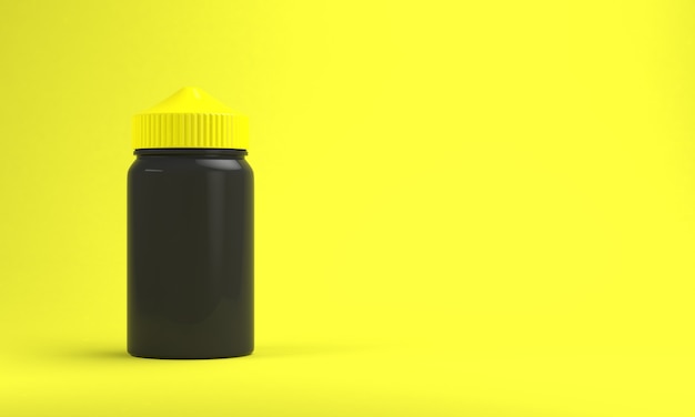 Vape liquid bottle on bright yellow background