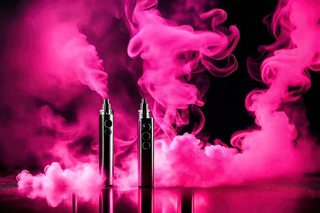 Vape with purple smoke background