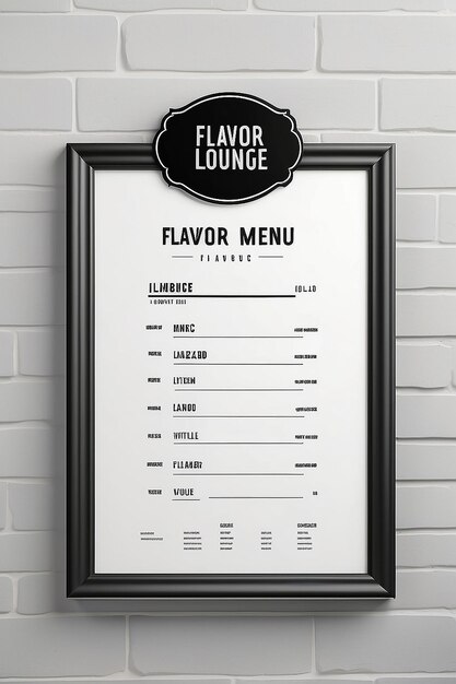 Vaping Lounge Flavor Menu Signage Mockup with blank white empty space for placing your design