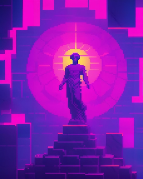 Vaporwave greek methodology pixel art